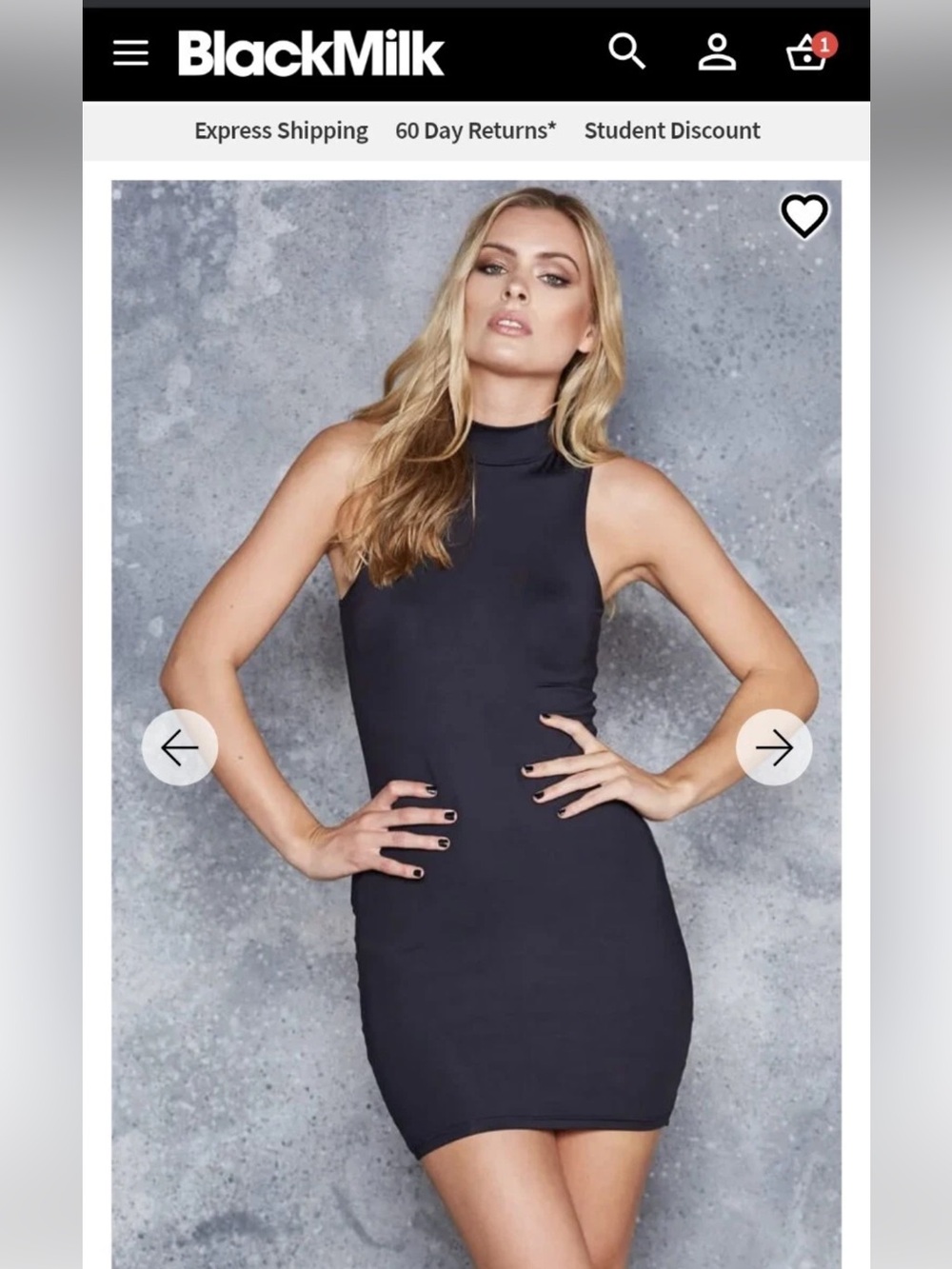 BlackMilk Matte High Neck Sleeveless Mini Dress Size Medium